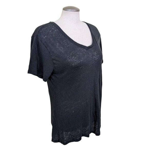 Lavon Linen Top T Shirt Women Plus 2X Black Short Sleeve Light Breathable Staple - Picture 3 of 7